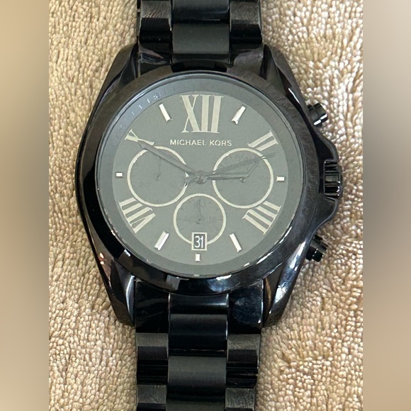 Michael Kors Bradshaw Chronograph Black Dial Black Ion-Plated Unisex Watch - Picture 4 of 10
